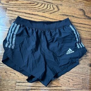 Adidas Black Shorts with Gray Stripes